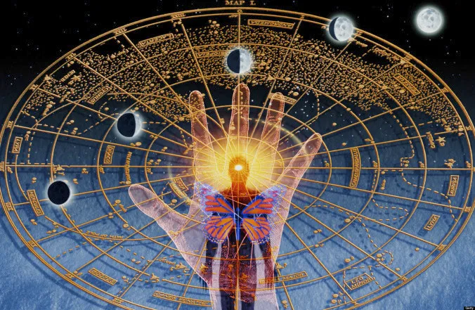 Carta astral circular con signos y casas